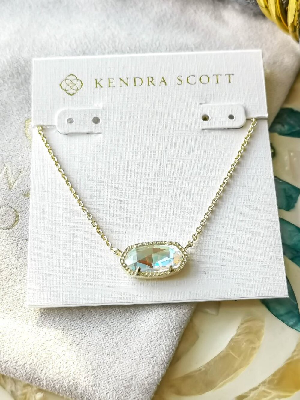 Kendra Scott Elisa Gold Dichroic Glass Necklace NEW